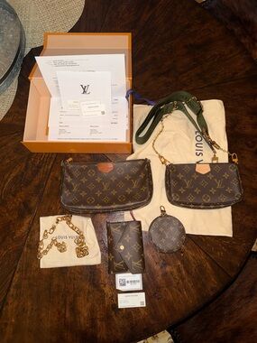 Authentic Louis Vuitton Multi Pochette Accessories — FULL SET + RECEIPT + WALLET
